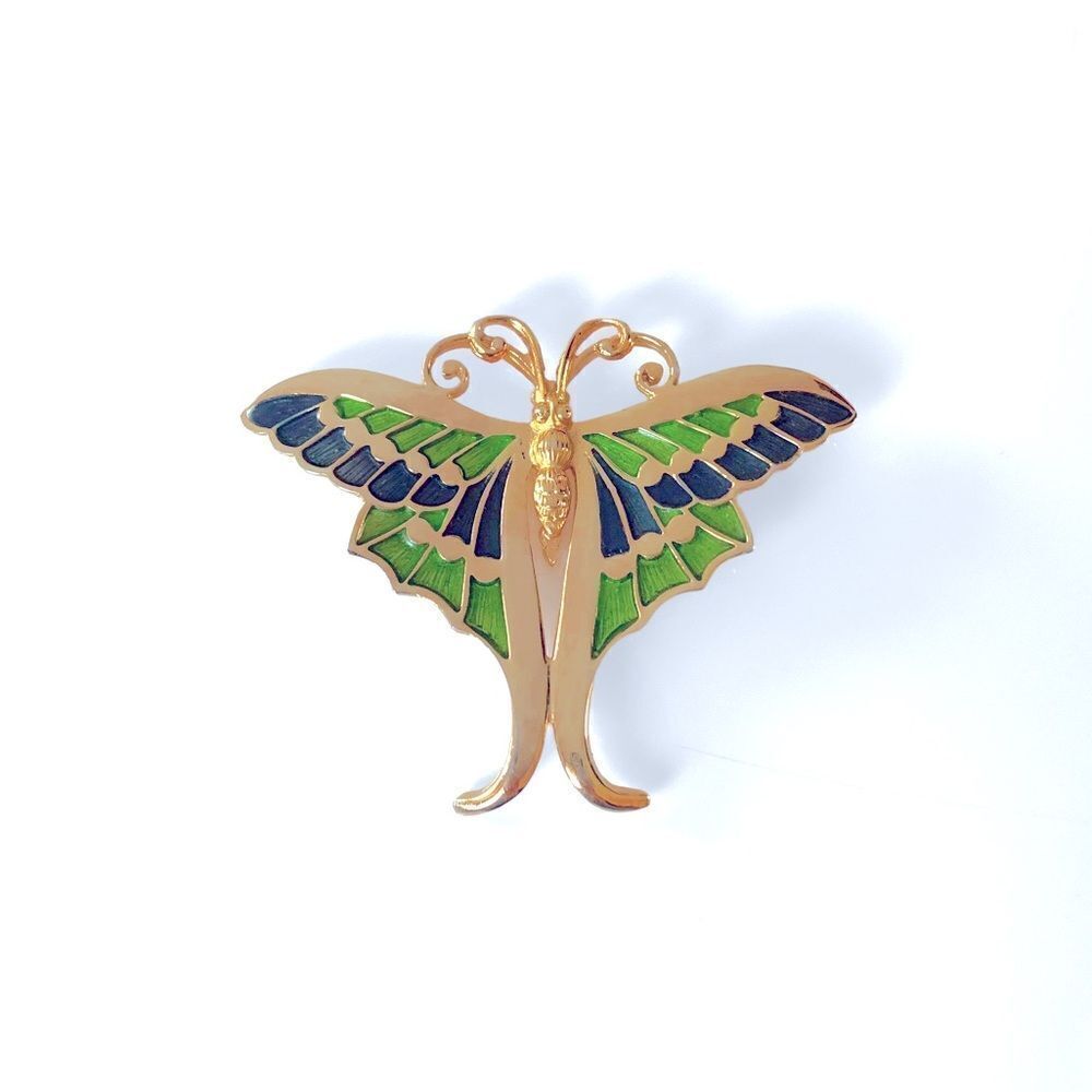 Vintage Napier Gold Enamel Butterfly Brooch